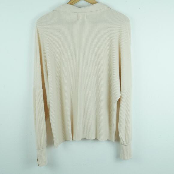 Nation LTD Scout Easy Collared Henley Top Large Cream Minimal Relaxed Classic - Picture 7 of 7